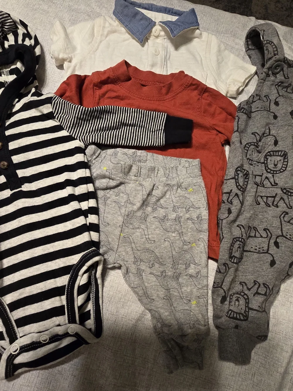 Baby Boys' Mixed One-Piece & Outfit Set — Black Stripe, Red, White, Gray